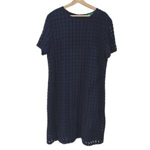 DIP 100% Cotton Knit Lace Navy Blue Women’s Dress Circle Pattern Women’s Size 16